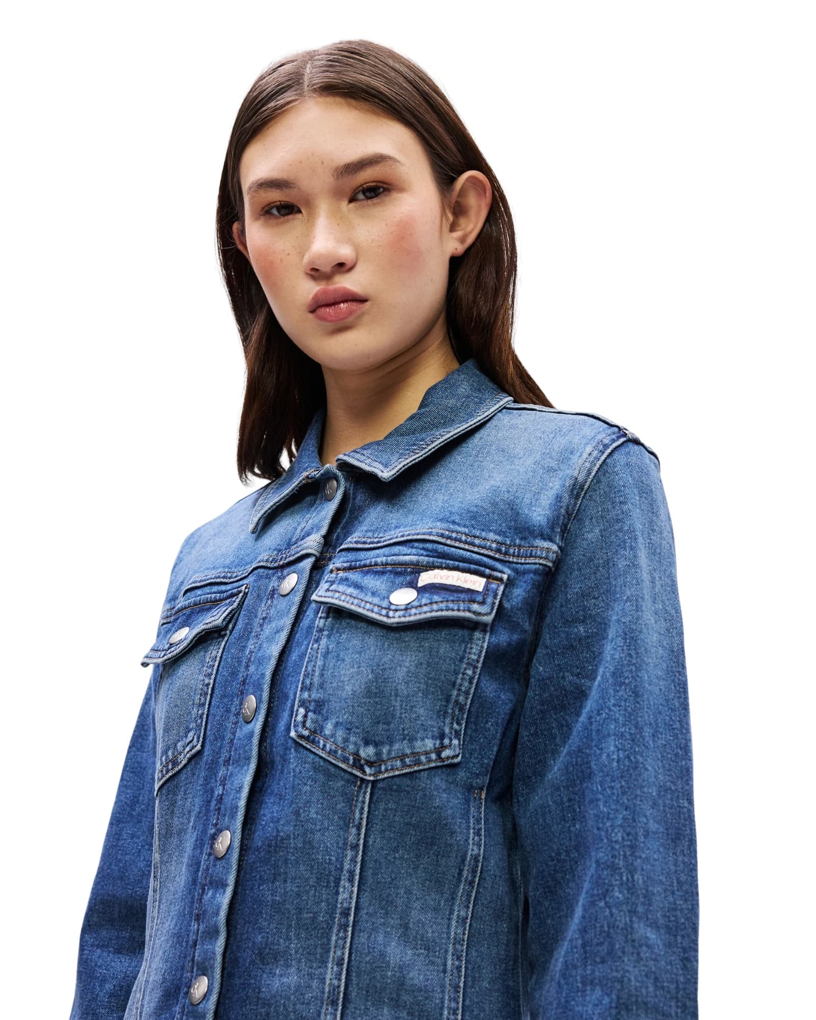 Calvin Klein LS Denim Mini Dress Cold Springs