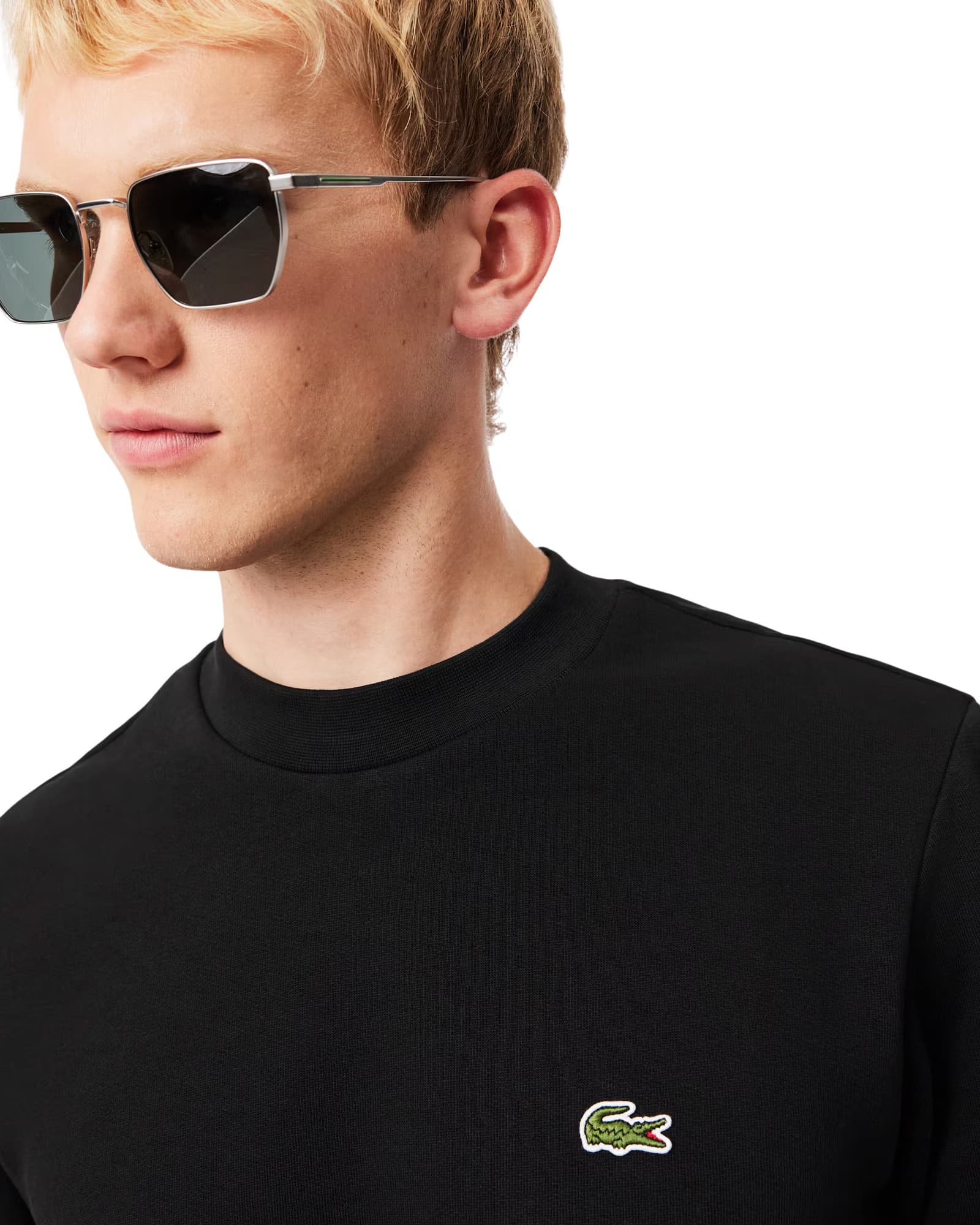 Lacoste Classic Fit pamut bolyhozott polár pulóver