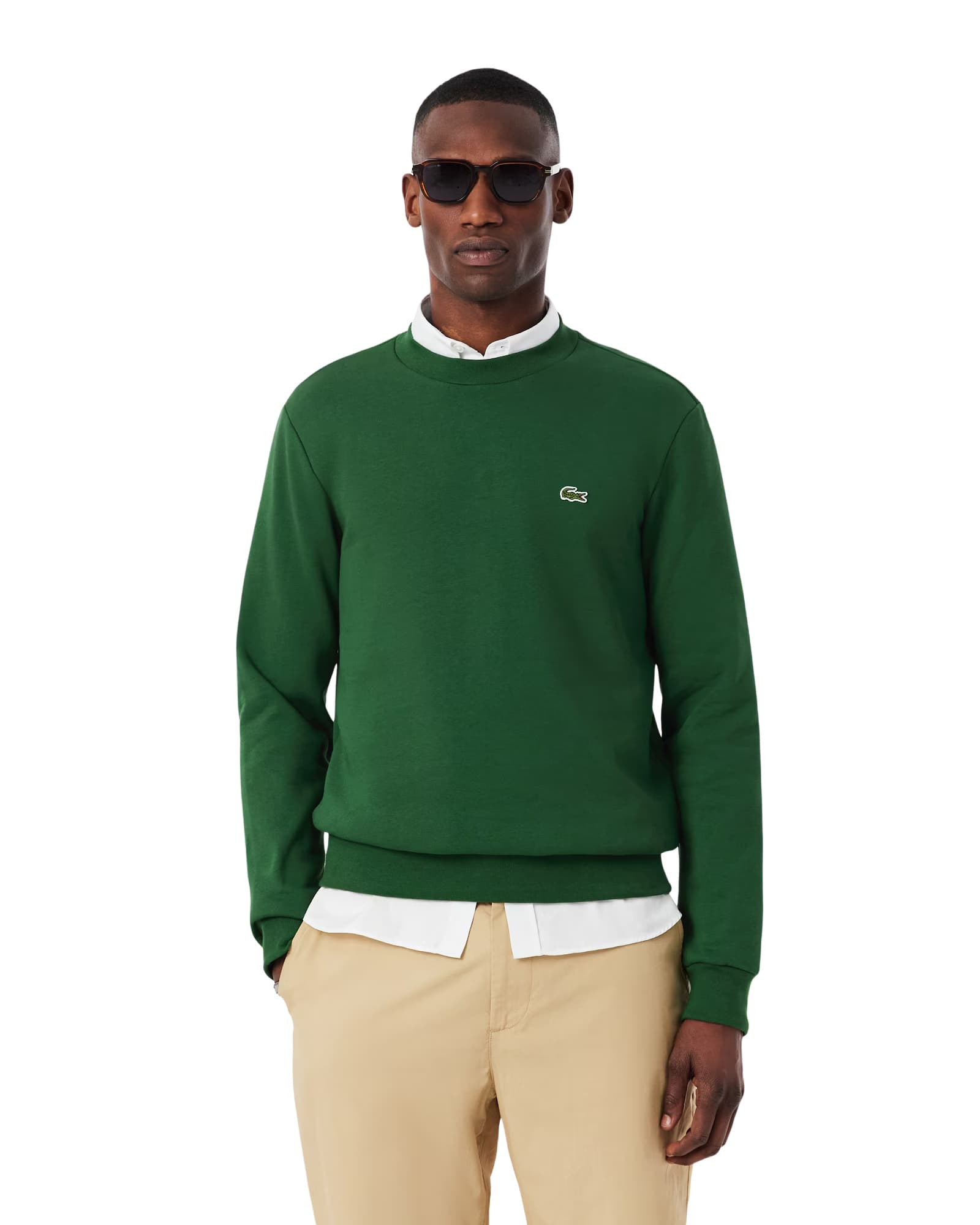 Lacoste Classic Fit pamut bolyhozott polár pulóver
