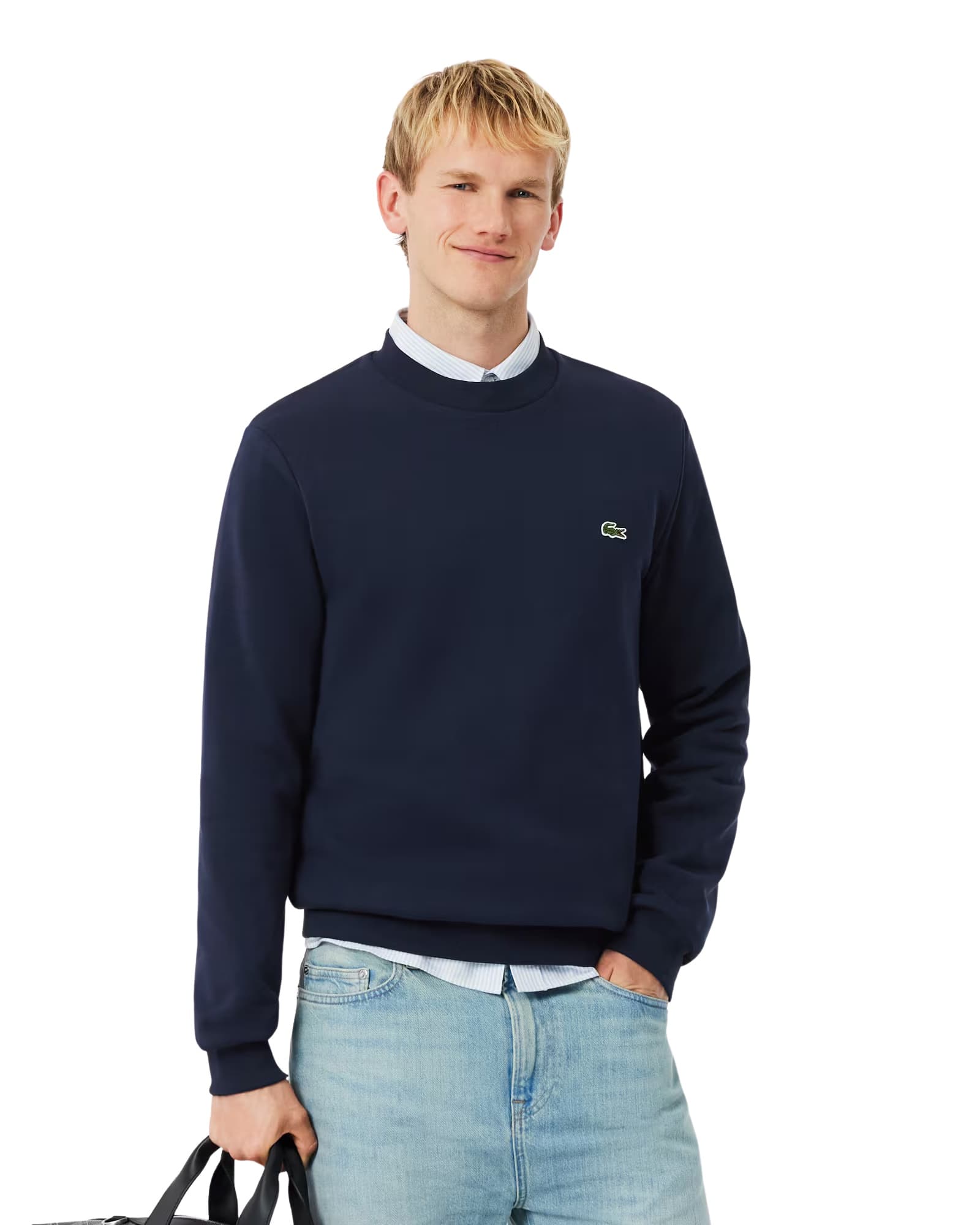 Lacoste Classic Fit pamut polár pulóver