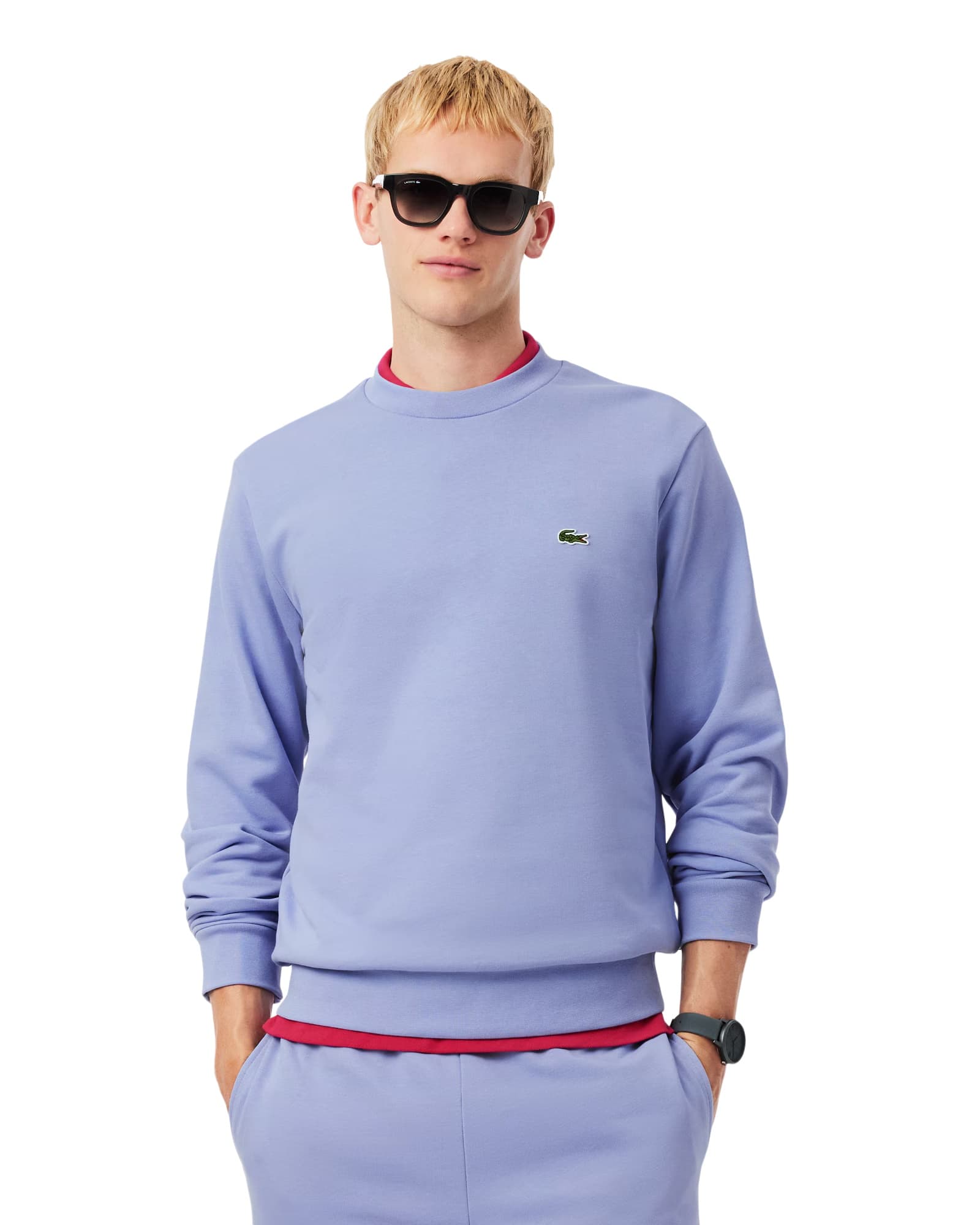 Lacoste Classic Fit pamut polár pulóver