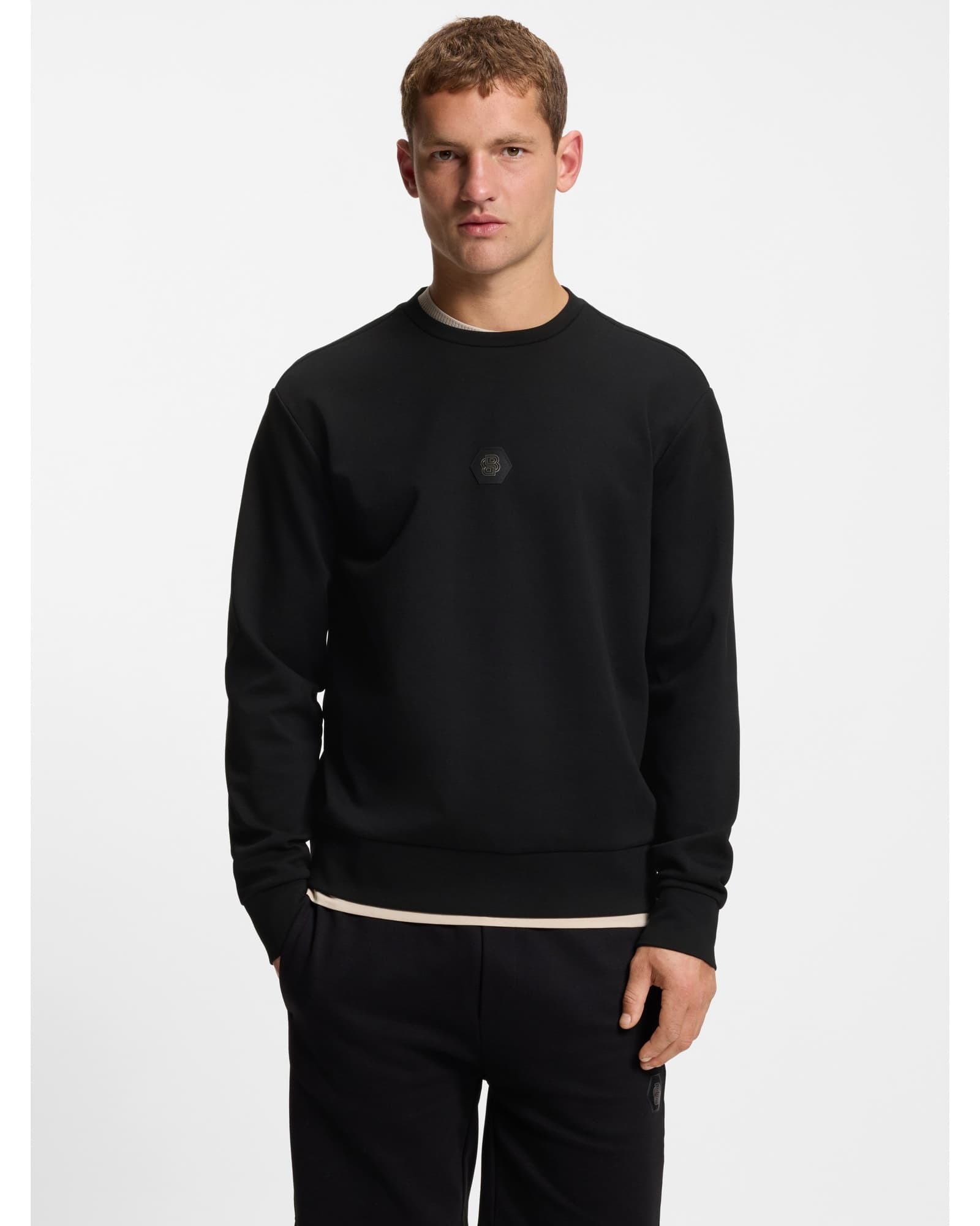 BOSS Sweatshirt aus Baumwollmischgewebe mit Doppel-B-Monogramm