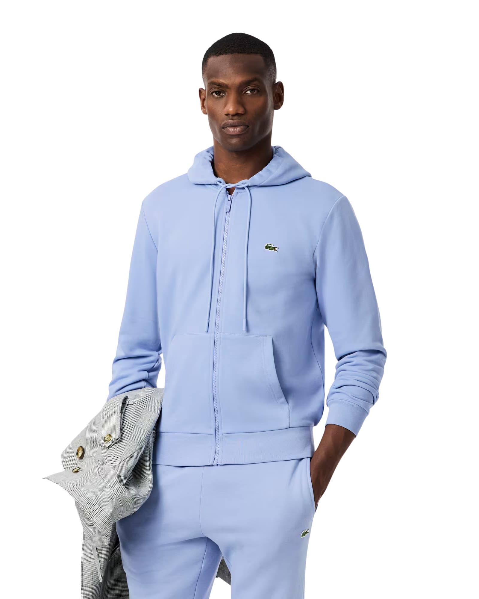 Lacoste Classic Fit cipzáras polár kapucnis pulóver