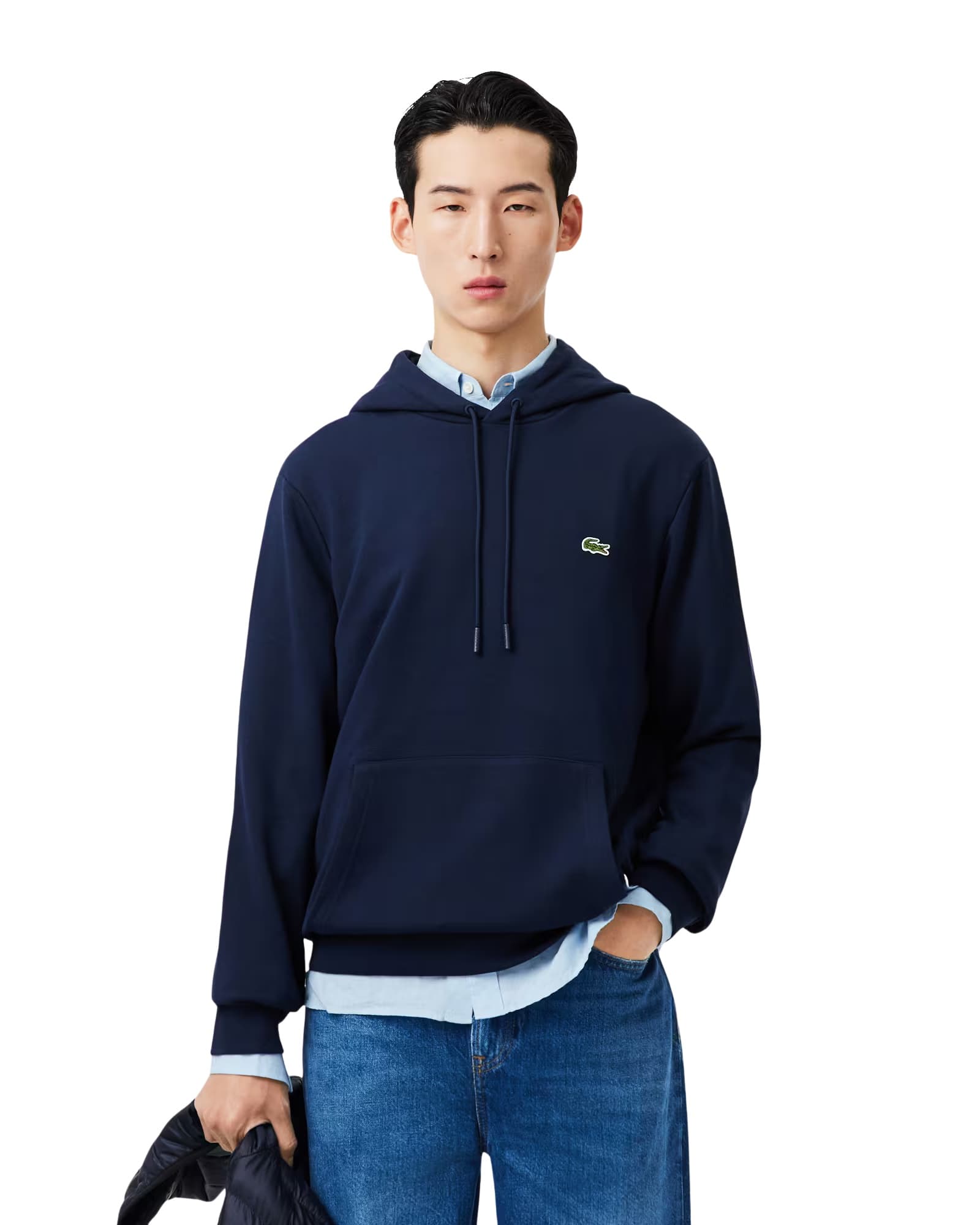 Lacoste Classic Fit polár kapucnis pulóver