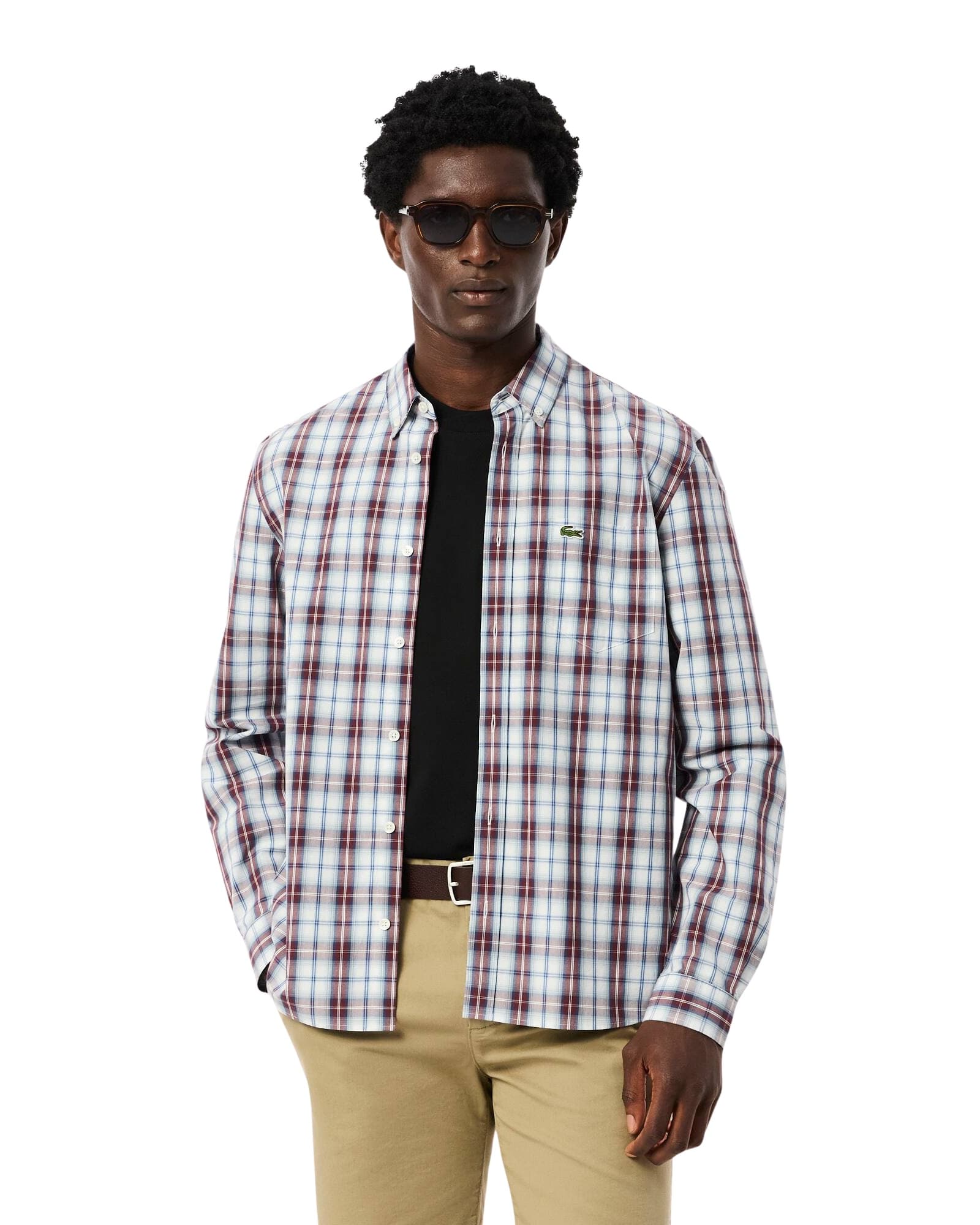 Lacoste Regular Fit Plaid Poplin Shirt