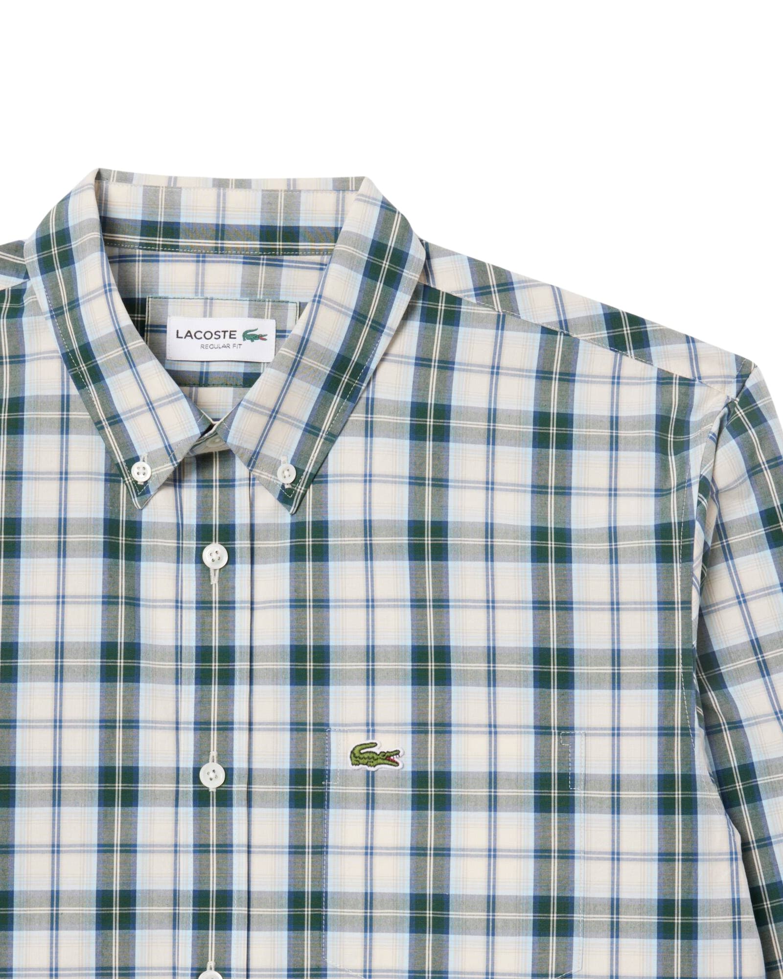 Lacoste normál szabású kockás poplin ing