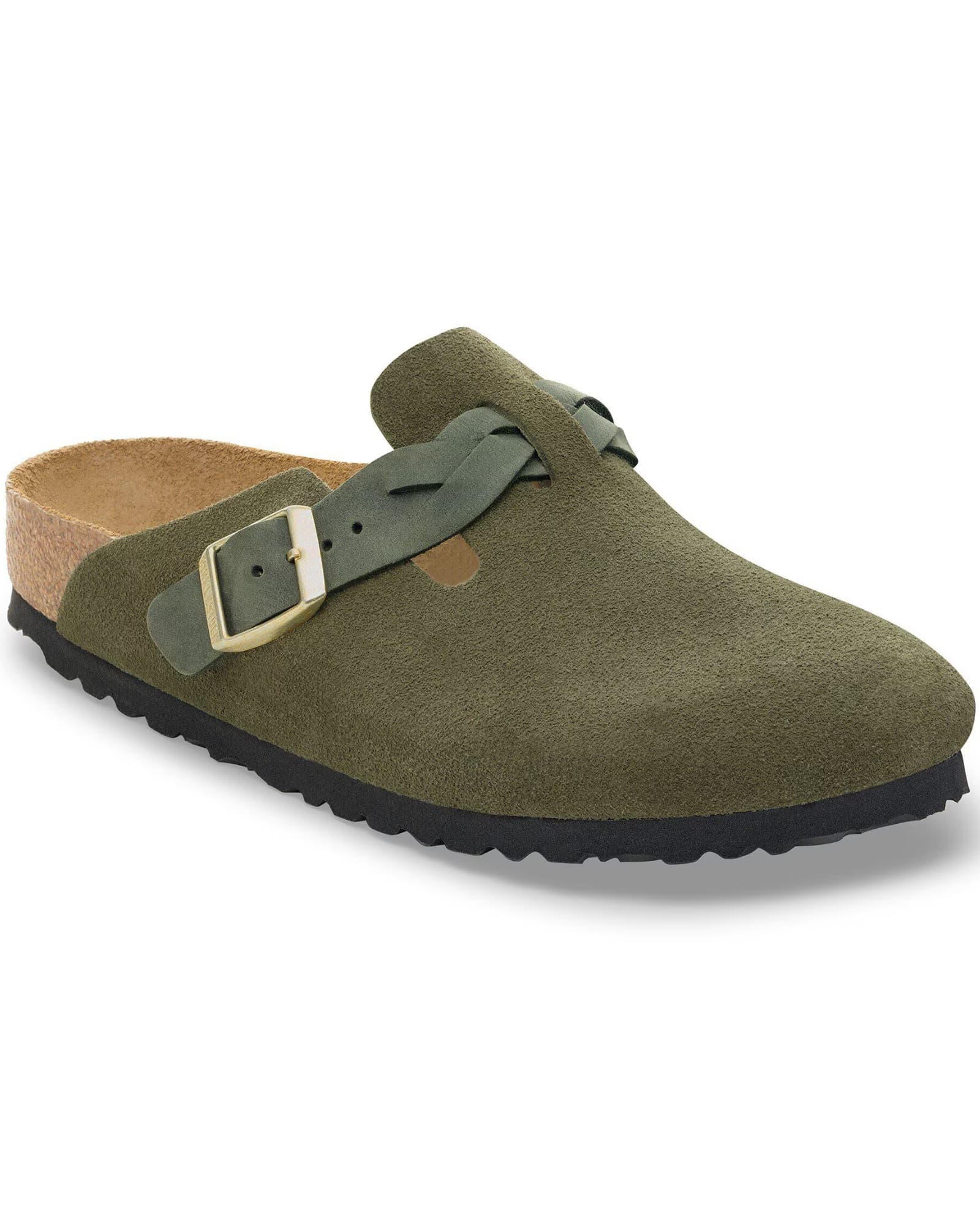 Birkenstock Boston Braided Suede Leather Women Wide