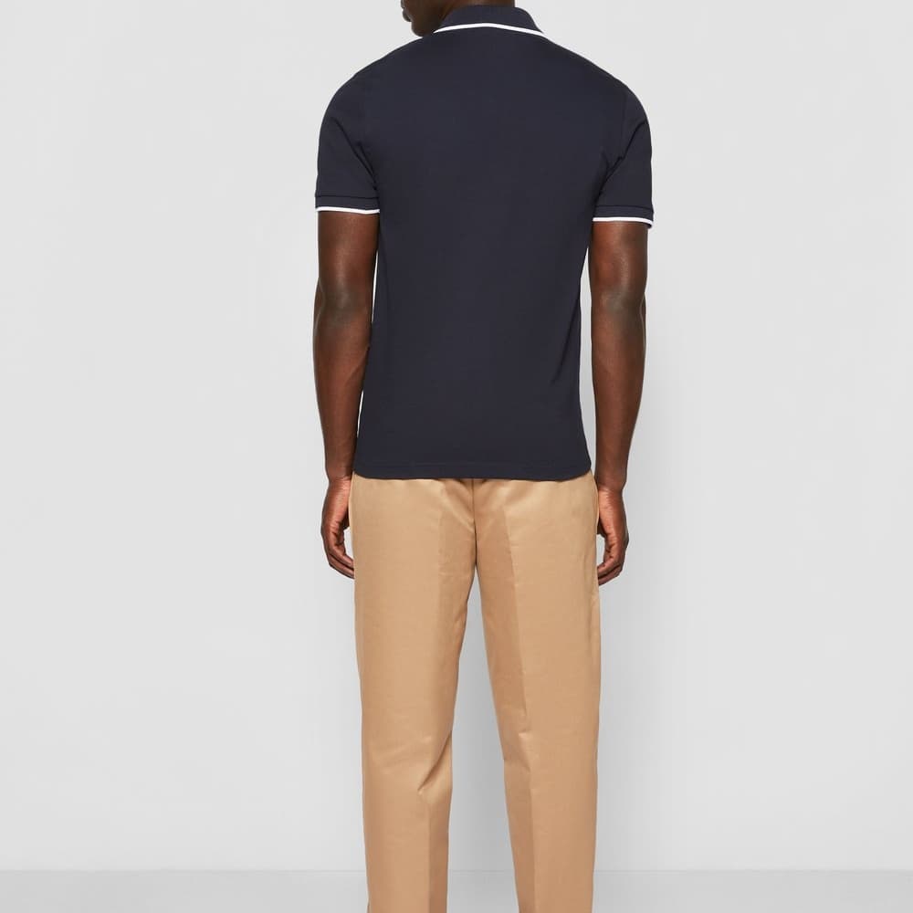BOSS Passertip Slim-Fit Polo Shirt Dark Blue — model shot