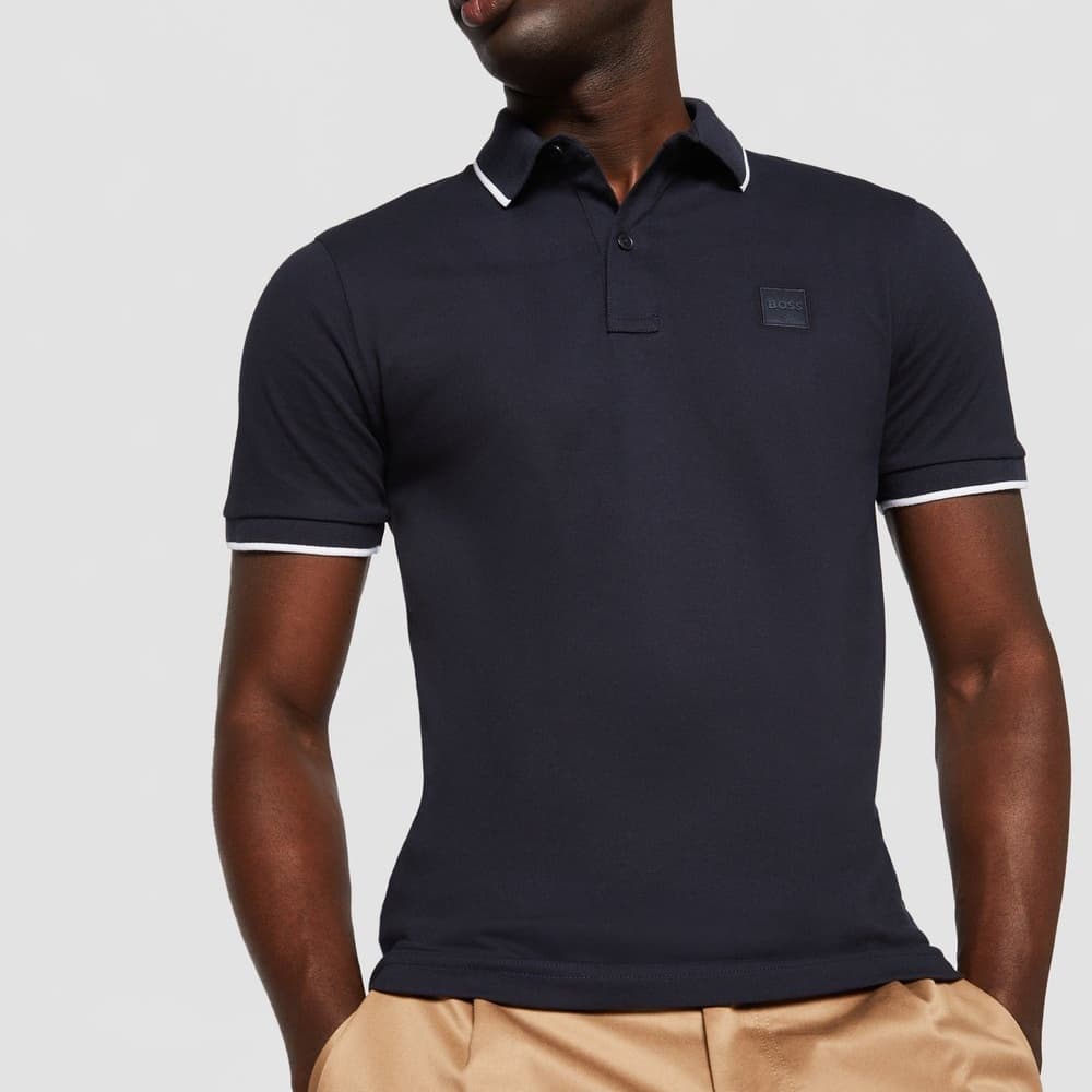 BOSS Passertip Slim-Fit Polo Shirt Dark Blue — detail
