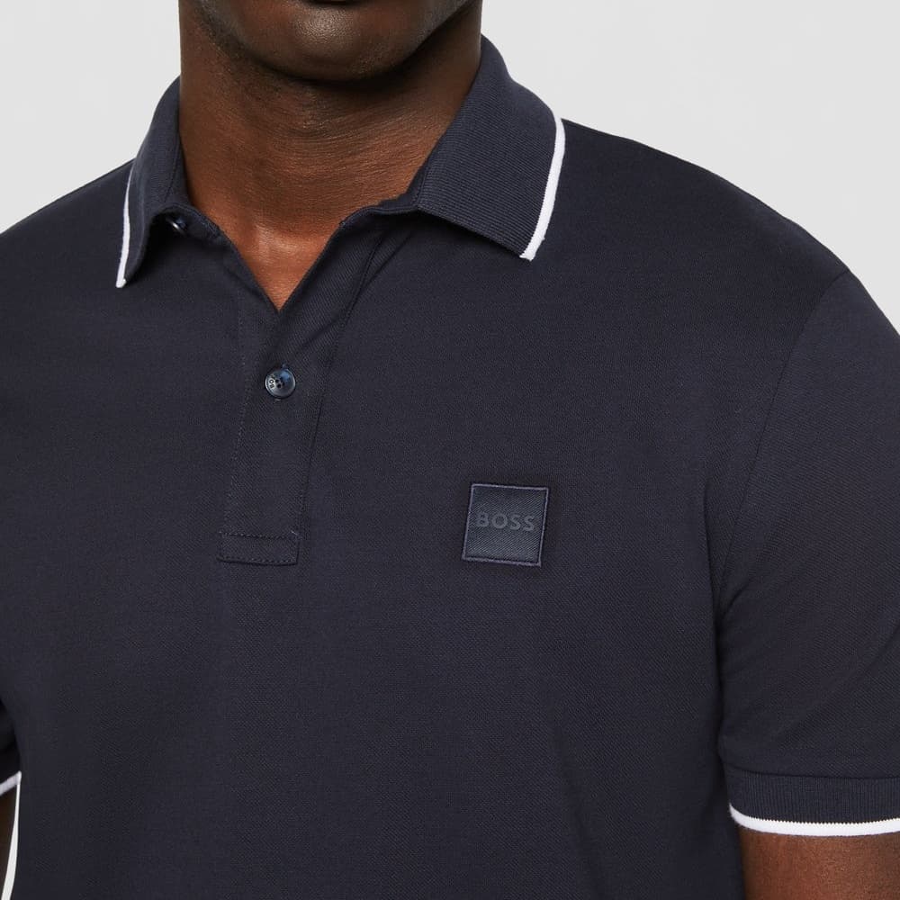 BOSS Passertip Slim-Fit Polo Shirt Dark Blue — detail