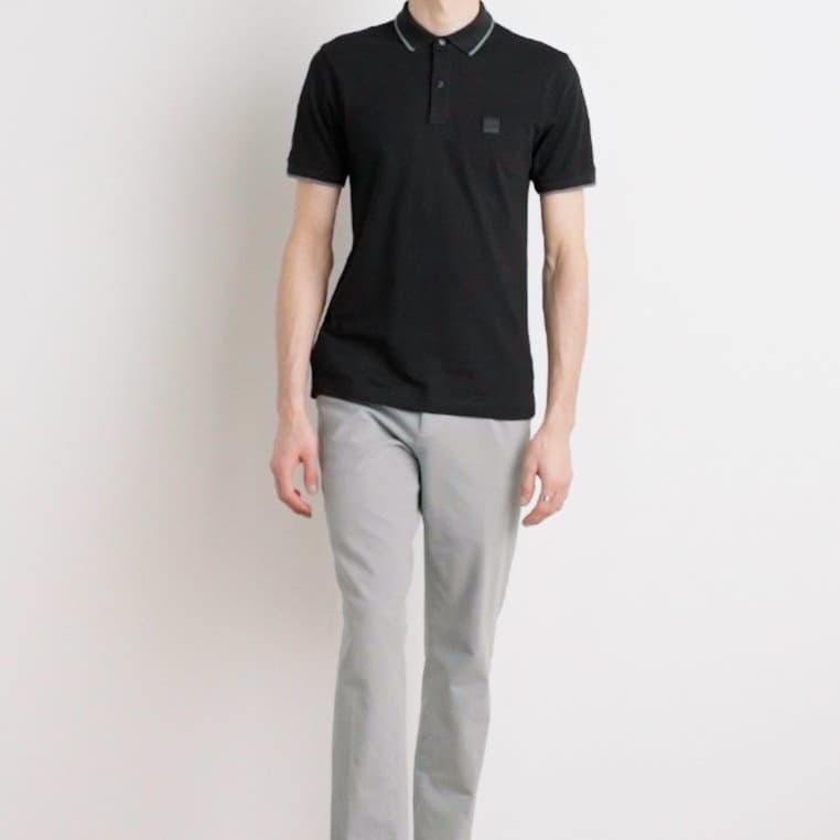 BOSS Passertip Slim-Fit Polo Shirt Black — model shot