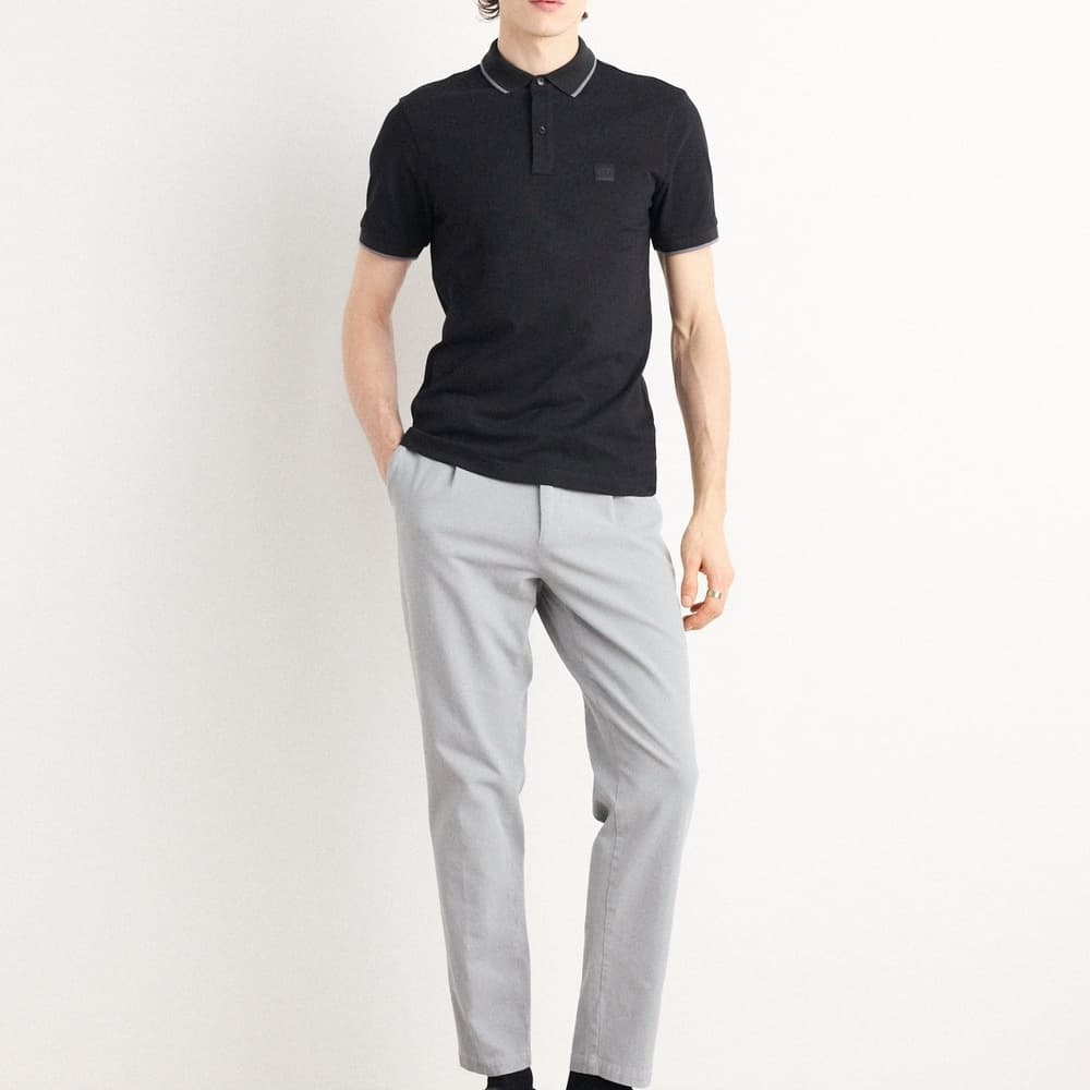 BOSS Passertip Slim-Fit Polo Shirt Black — model shot