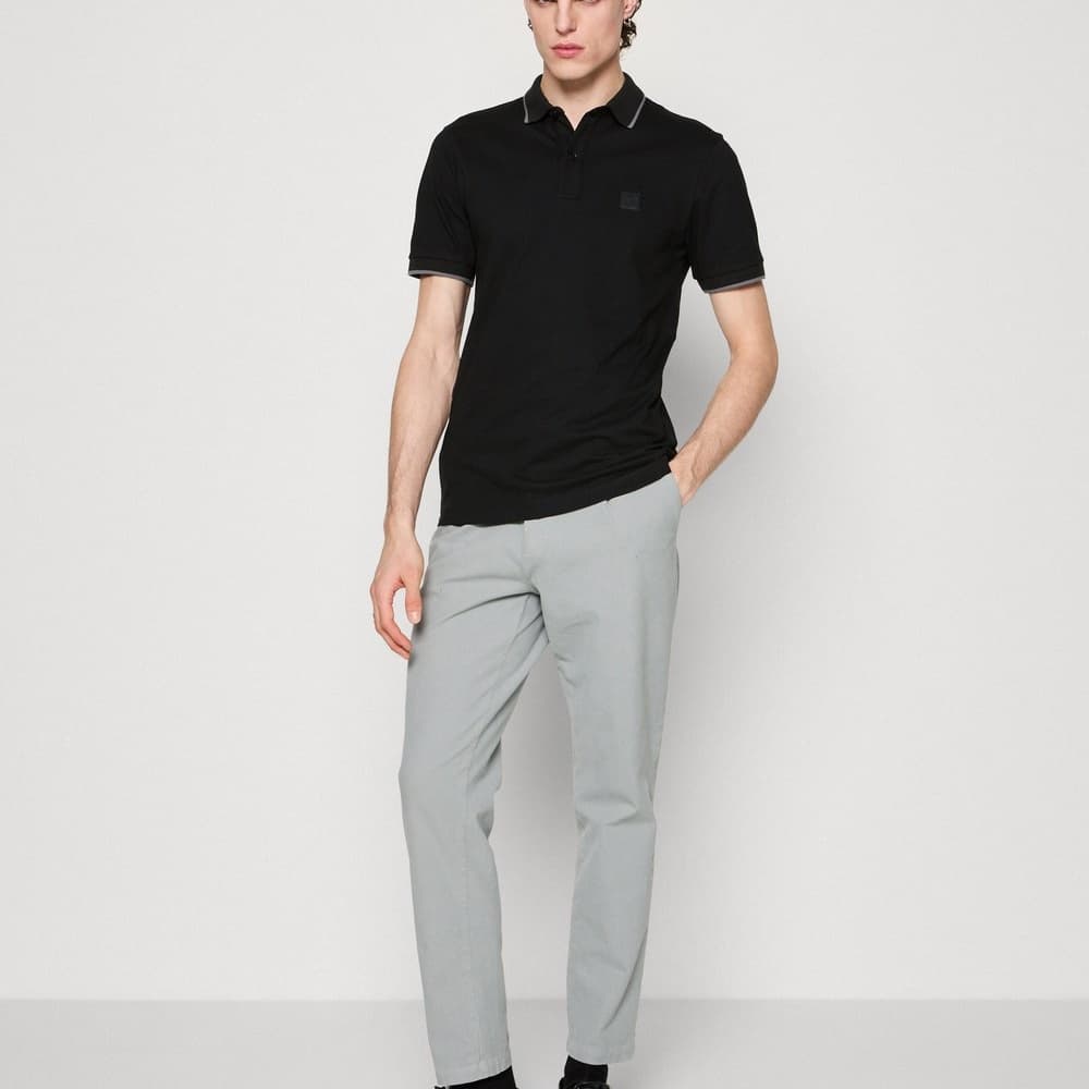 BOSS Passertip Slim-Fit Polo Shirt Black — model shot